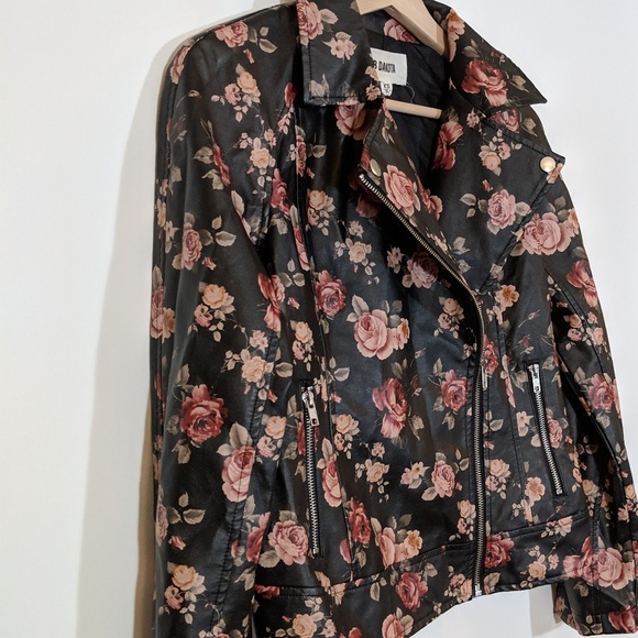 BB Dakota Vegan Faux Leather Floral Moto Jacket - Picture 2 of 6